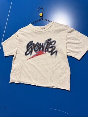 Original Retro Brand White Crop Bowie Tee. Size L=14/16. Like New.